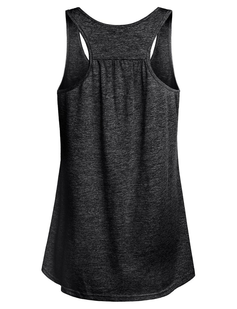 Miusey Workout Tank Tops for Women Ladies Sleeveless Flowy Cotton Loose Fit Slimming Running Extra Long Racerback Tunic Yoga Shirts Black XXL - Image 2